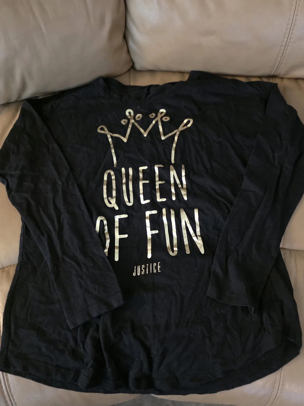 Justice Black Long-Sleeve Top with Gold 